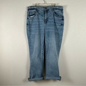 Inc denim high rise crop size 12 boyfriend stretch jeans some distressing